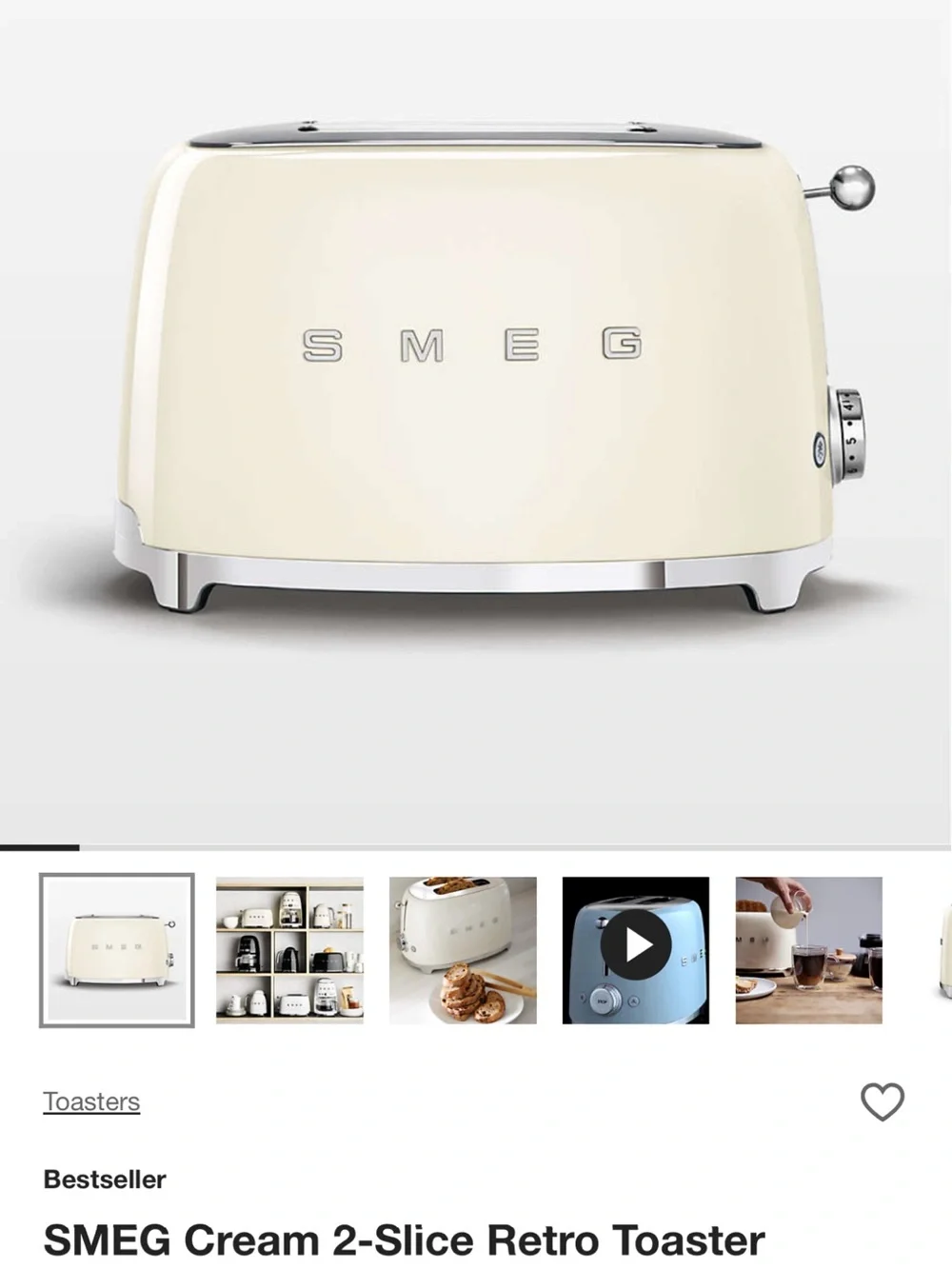 Cream 2-Slice Retro Toaster - Cream